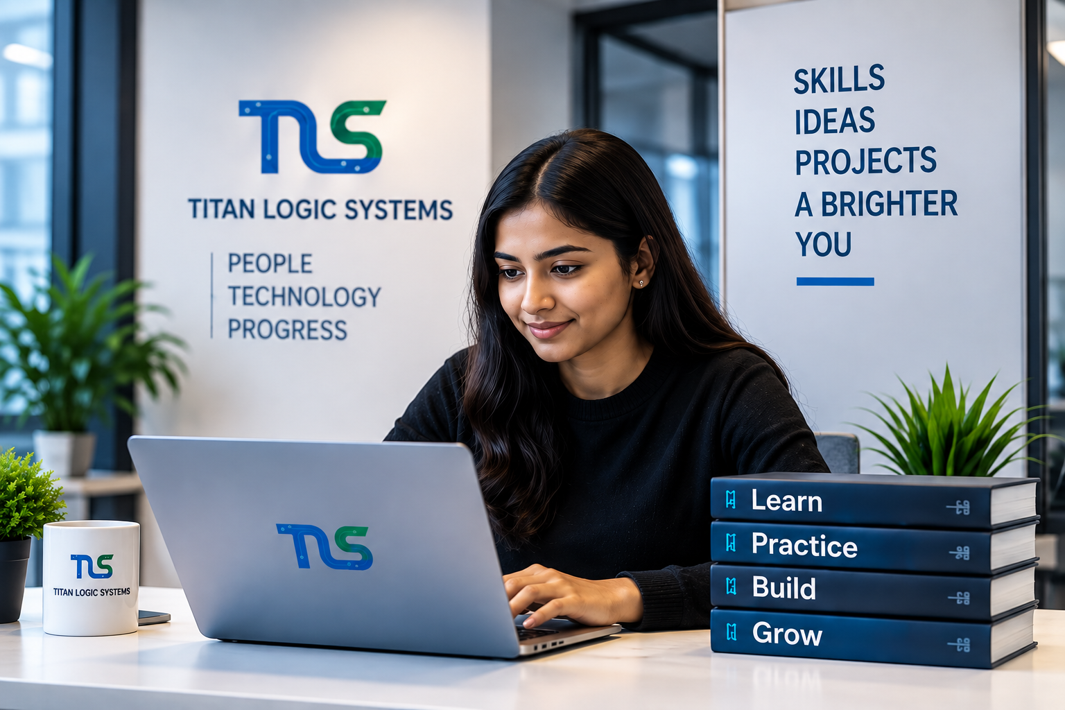Students learning technology skills at Titan Logic Systems